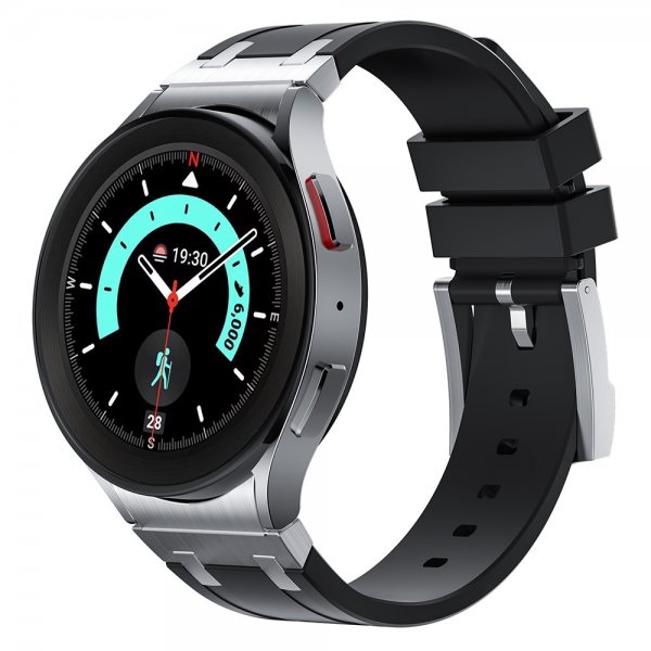 Samsung Galaxy Watch 20mm Armband i Silikon Silver Spänne Svart