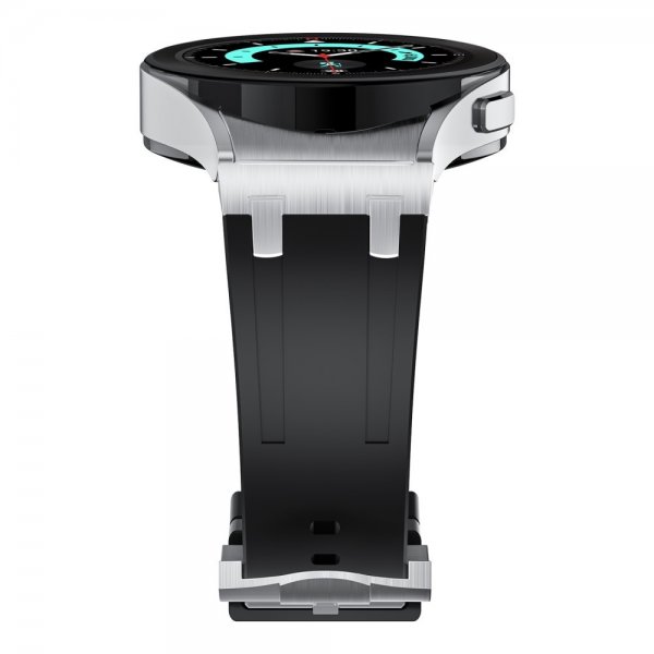 Samsung Galaxy Watch 20mm Armband i Silikon Silver Spänne Svart