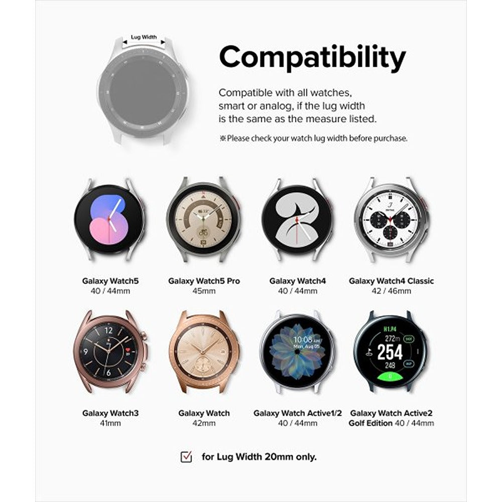 Ringke Samsung Galaxy Watch 20mm Armband Rubber One Bold Band Svart