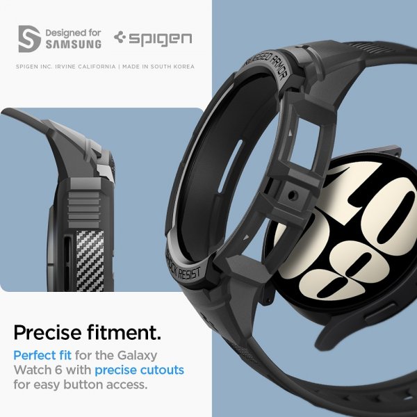 Spigen Samsung Galaxy Watch 6 40mm Skal och Armband Rugged Armor Pro Svart