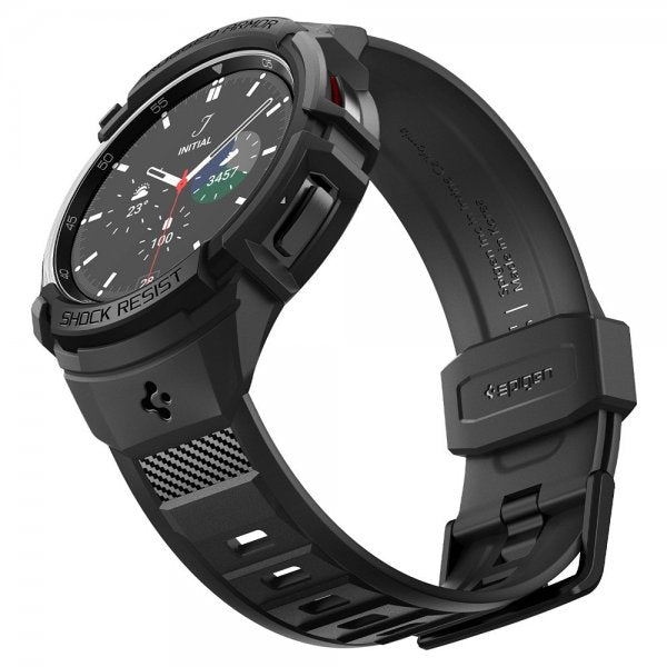 Spigen Samsung Galaxy Watch 6 Classic 47mm Skal och Armband Rugged Armor Pro Svart