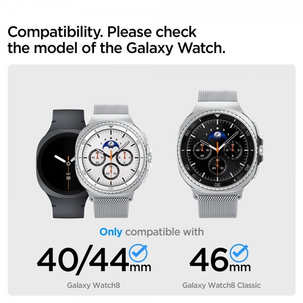 Spigen Samsung Galaxy Watch 8 40/44mm/Classic 46mm Armband Metal Fit Silver
