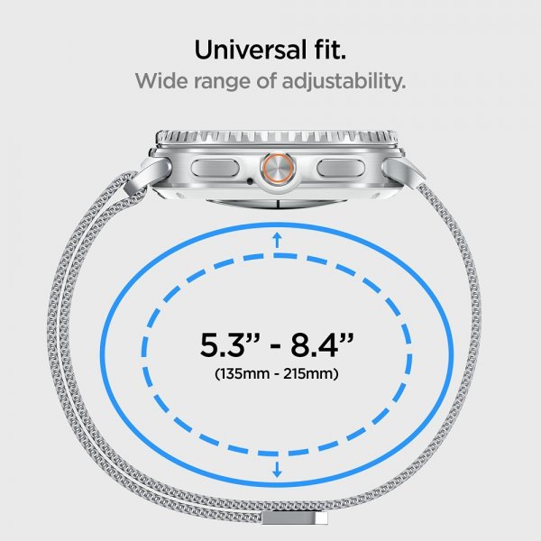 Spigen Samsung Galaxy Watch 8 40/44mm/Classic 46mm Armband Metal Fit Silver