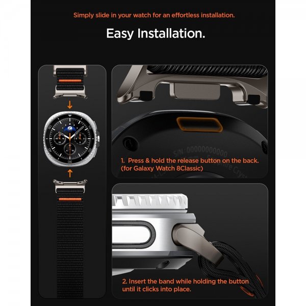 Spigen Samsung Galaxy Watch 8 40/44mm/Classic 46mm Armband DuraPro Flex Svart