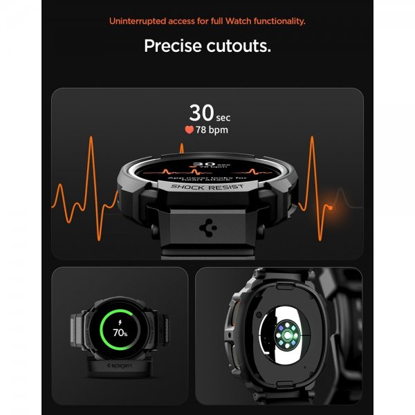 Spigen Samsung Galaxy Watch 8 40mm Armband och Skal Rugged Armor Pro Matte Black