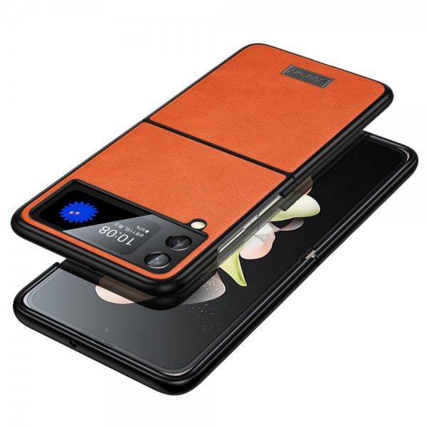 Sulada Samsung Galaxy Z Flip 4 Skal Lädertextur Orange