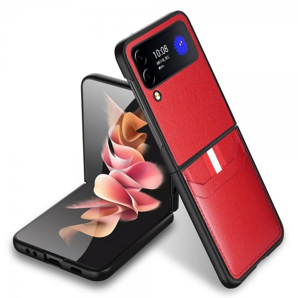 Samsung Galaxy Z Flip 4 Skal med Kortfack Röd