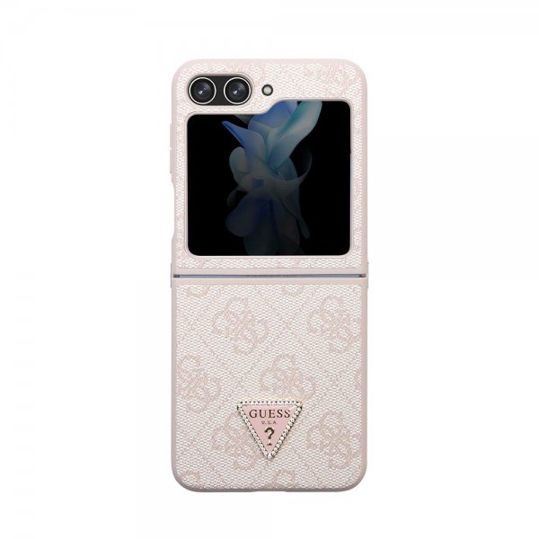 Guess Samsung Galaxy Z Flip 5 Skal 4G Metal Triangle Strass Rosa