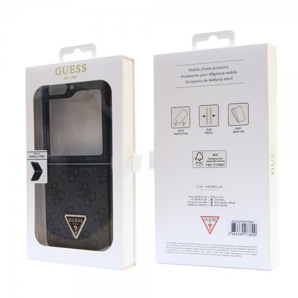 Guess Samsung Galaxy Z Flip 5 Skal 4G Metal Triangle Strass Svart