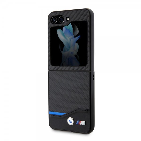 BMW Samsung Galaxy Z Flip 5 Skal Carbon Effect Metal Logo Svart