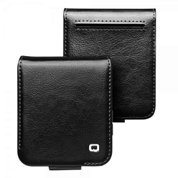 Qialino Samsung Galaxy Z Flip 6/Flip 7 FE Fodral Äkta Läder med Flärp Svart