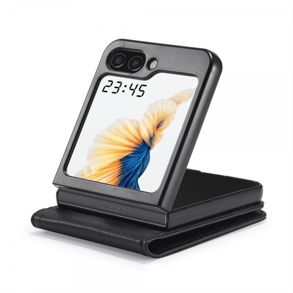 Lc.Imeeke Samsung Galaxy Z Flip 6/Flip 7 FE Fodral med Kortfack Flip Svart