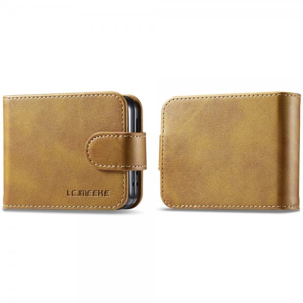 Lc.Imeeke Samsung Galaxy Z Flip 6/Flip 7 FE Fodral med Kortfack Stativfunktion Ljusbrun