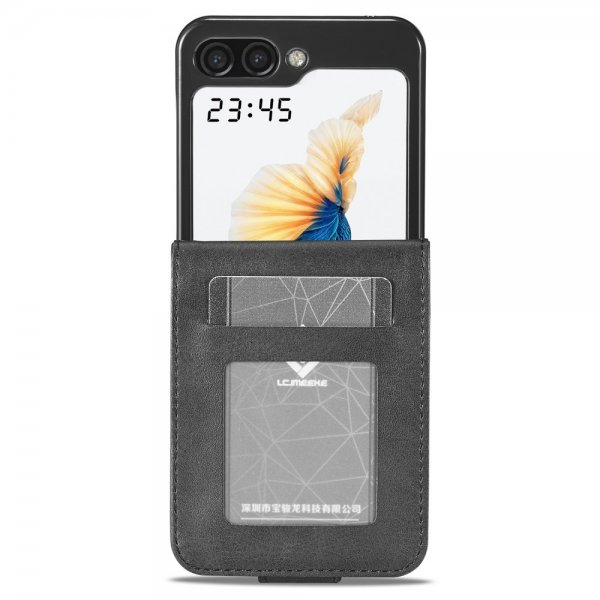 Lc.Imeeke Samsung Galaxy Z Flip 6/Flip 7 FE Fodral med Kortfack Stativfunktion Svart