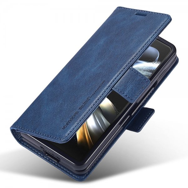 Lc.Imeeke Samsung Galaxy Z Fold 5 Fodral med Kortfack Flip Blå