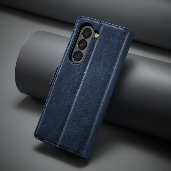 Lc.Imeeke Samsung Galaxy Z Fold 5 Fodral med Kortfack Flip Blå