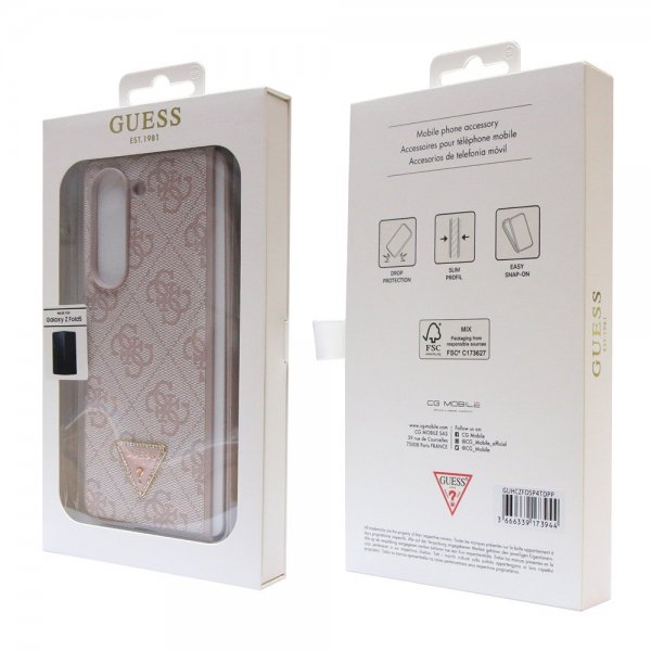 Guess Samsung Galaxy Z Fold 5 Skal 4G Metal Triangle Strass Rosa