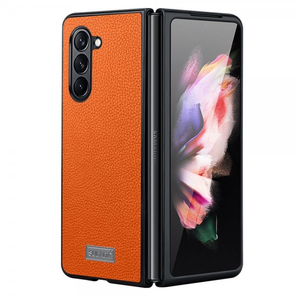 Sulada Samsung Galaxy Z Fold 5 Skal Litchi Orange