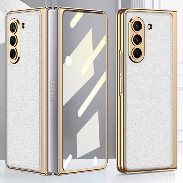 GKK Samsung Galaxy Z Fold 5 Skal Pläterad Kant Vit