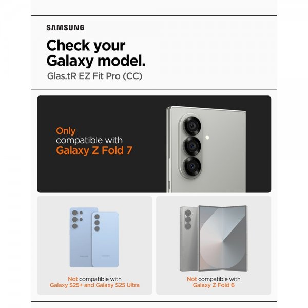 Spigen Samsung Galaxy Z Fold 7 Skärmskydd GLAS.tR EZ Fit Pro 2-pack