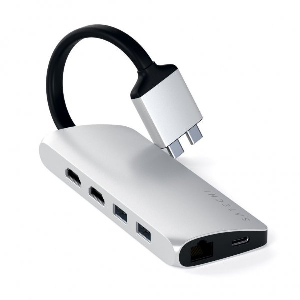 Satechi USB-C Multimedia Adapter Dual 4K HDMI Gigabit Ethernet Silver