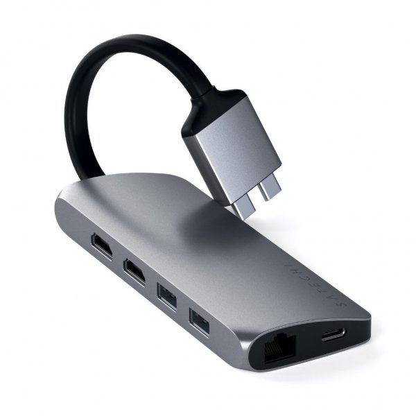 Satechi USB-C Multimedia Adapter Dual 4K HDMI Gigabit Ethernet Silver