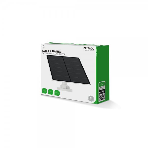 Deltaco Smart Home Solpanel med USB-C kontakt 5W 3m