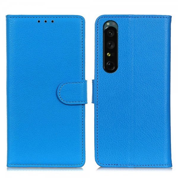 Sony Xperia 1 V Fodral Litchi Blå