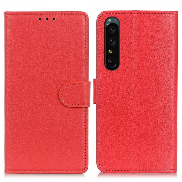 Sony Xperia 1 V Fodral Litchi Röd