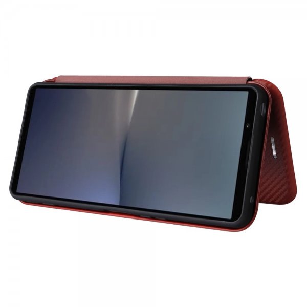 Sony Xperia 1 VI Fodral Kolfibertextur Brun