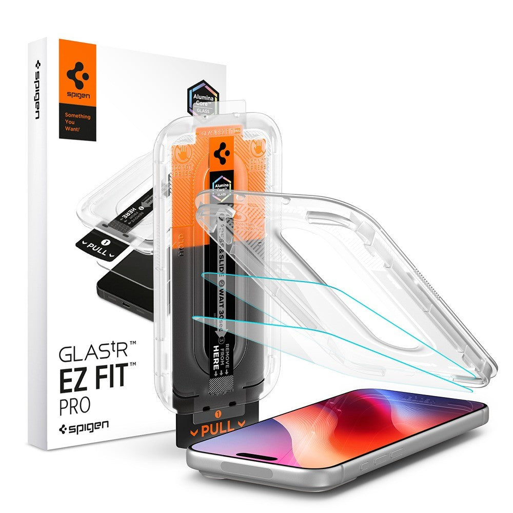 Spigen iPhone 16 Pro/17/17 Pro/18 Pro Skärmskydd Glas.tR EZ Fit Pro 2-pack