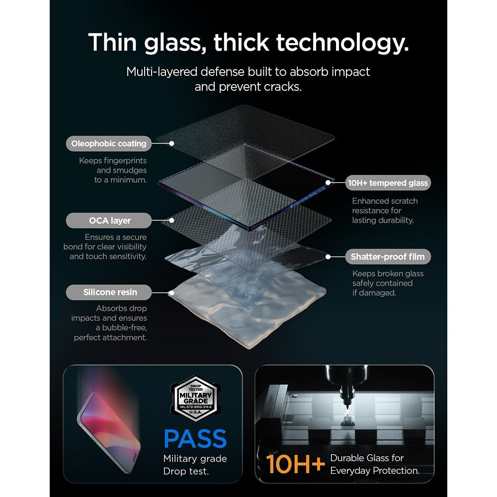 Spigen iPhone 16 Pro/17/17 Pro/18 Pro Skärmskydd Glas.tR EZ Fit Pro 2-pack