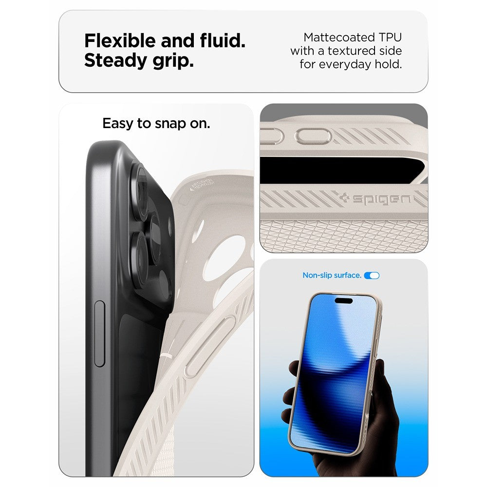 Spigen iPhone 17 Pro/iPhone 18 Pro Skal Liquid Air Natural Titanium