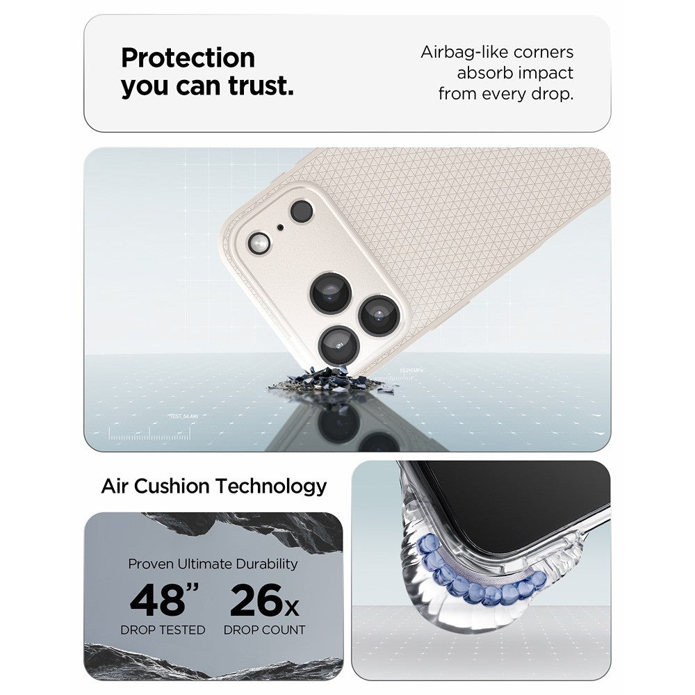 Spigen iPhone 17 Pro/iPhone 18 Pro Skal Liquid Air Natural Titanium