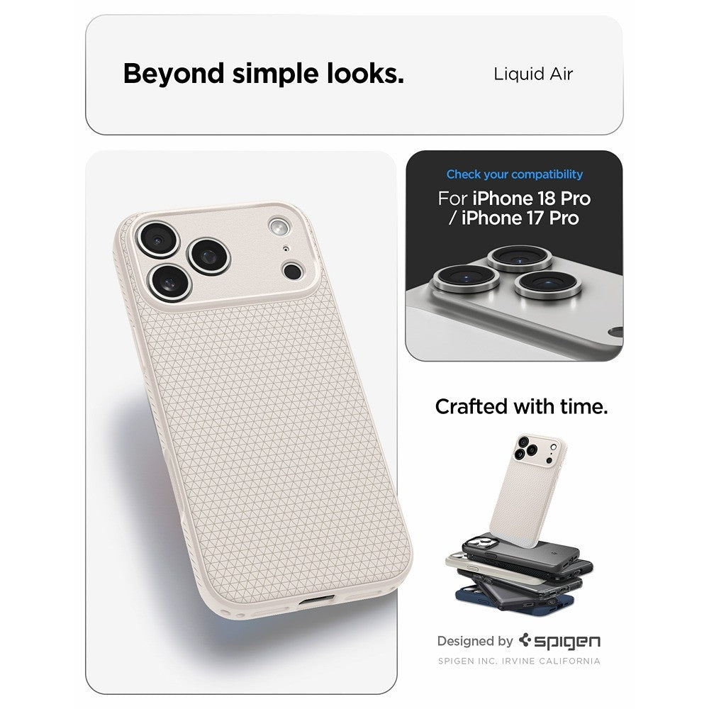 Spigen iPhone 17 Pro/iPhone 18 Pro Skal Liquid Air Natural Titanium
