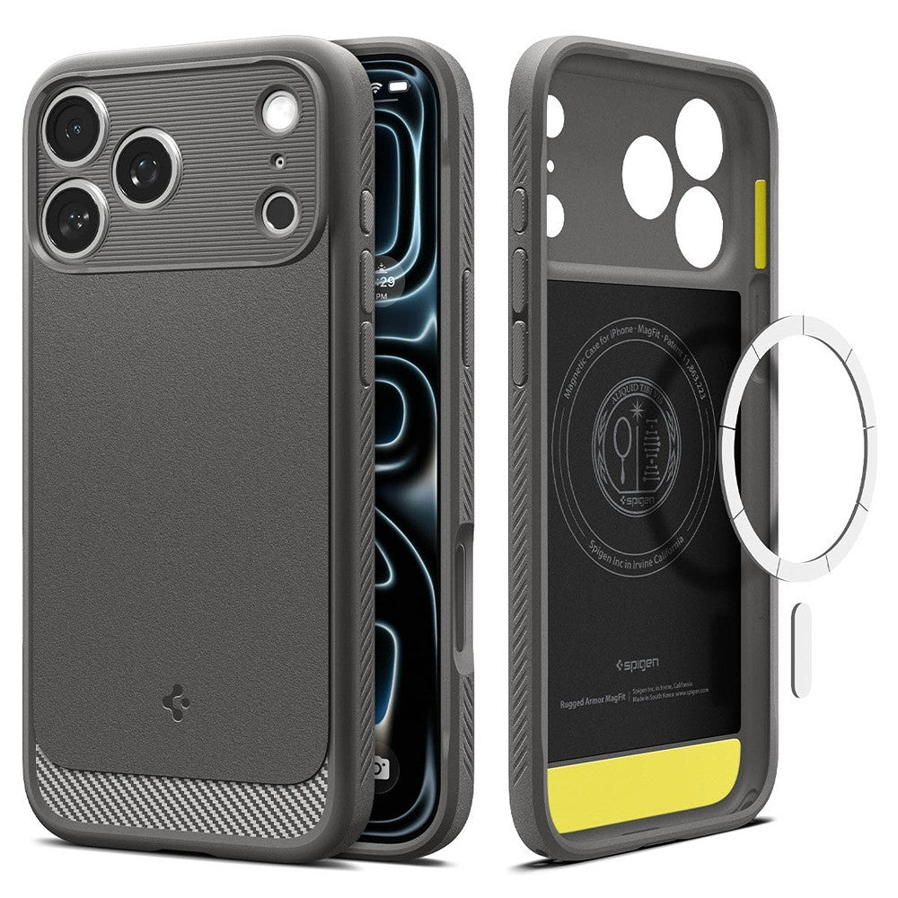 Spigen iPhone 17 Pro/iPhone 18 Pro Skal Rugged Armor MagFit Grå