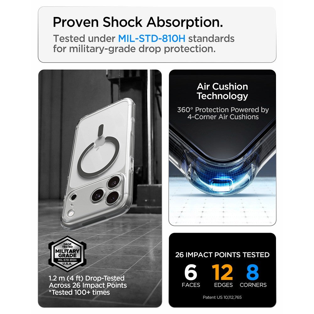 Spigen iPhone 17 Pro/iPhone 18 Pro Skal Ultra Hybrid MagFit Clear Graphite