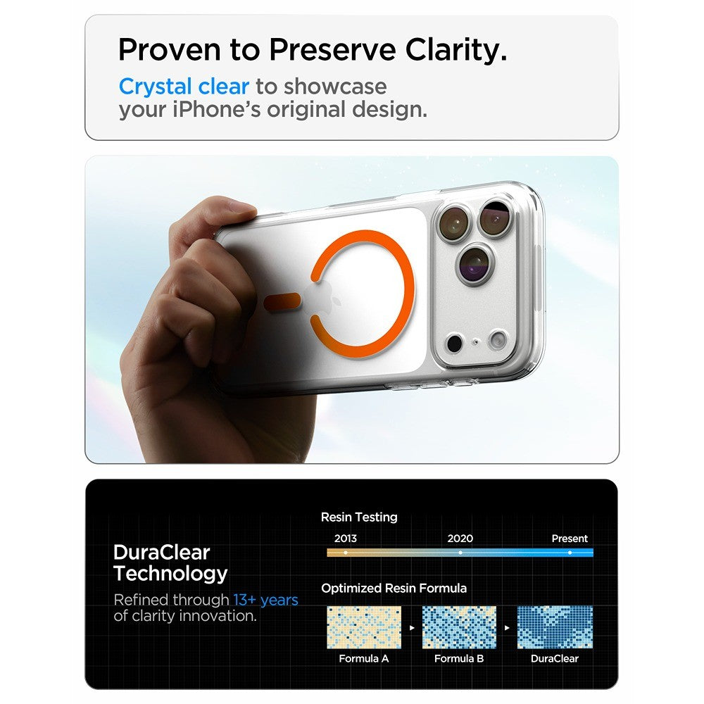 Spigen iPhone 17 Pro/iPhone 18 Pro Skal Ultra Hybrid MagFit Clear Orange