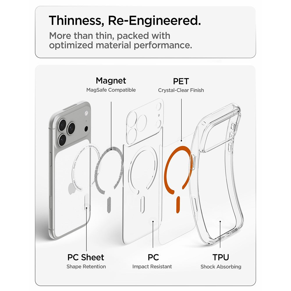 Spigen iPhone 17 Pro/iPhone 18 Pro Skal Ultra Hybrid MagFit Clear Orange