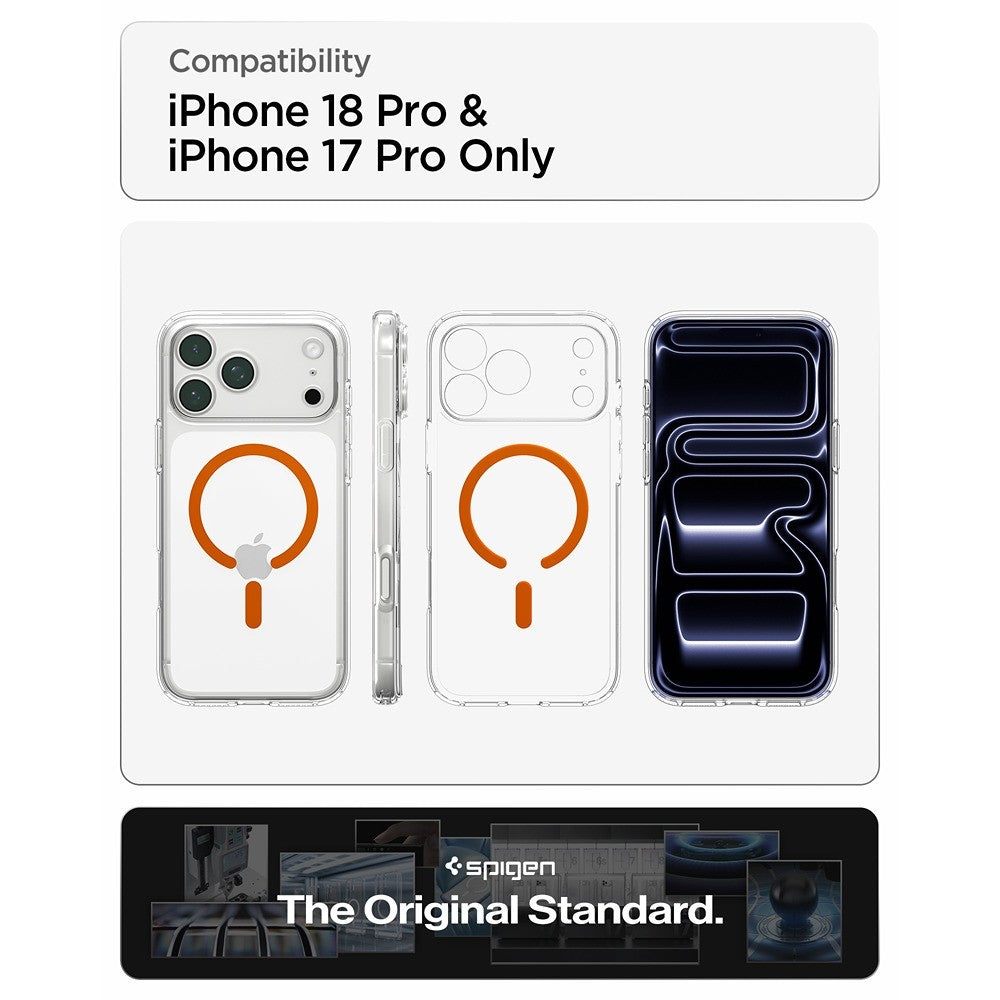 Spigen iPhone 17 Pro/iPhone 18 Pro Skal Ultra Hybrid MagFit Clear Orange