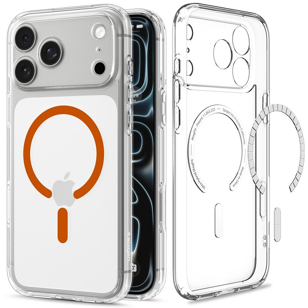 Spigen iPhone 17 Pro/iPhone 18 Pro Skal Ultra Hybrid MagFit Clear Orange