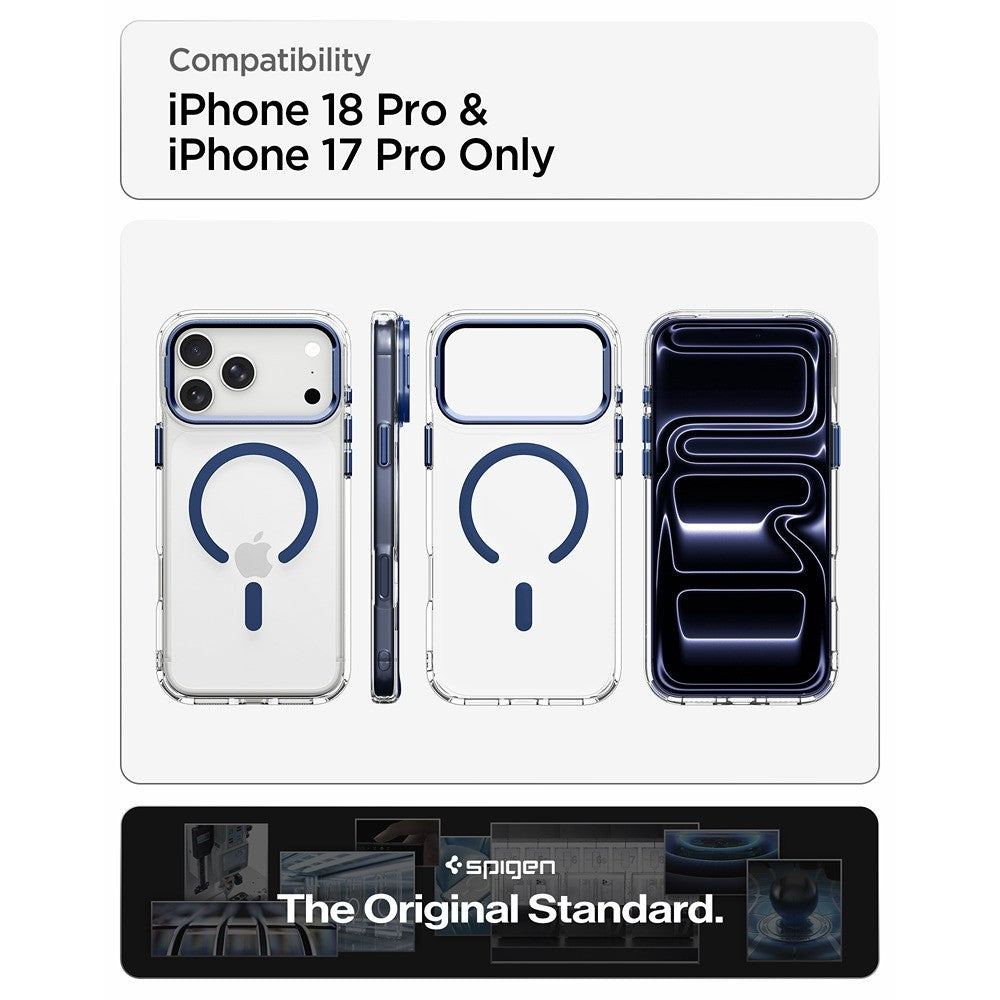 Spigen iPhone 17 Pro/iPhone 18 Pro Skal Ultra Hybrid Optik S MagFit Clear Deep Blue