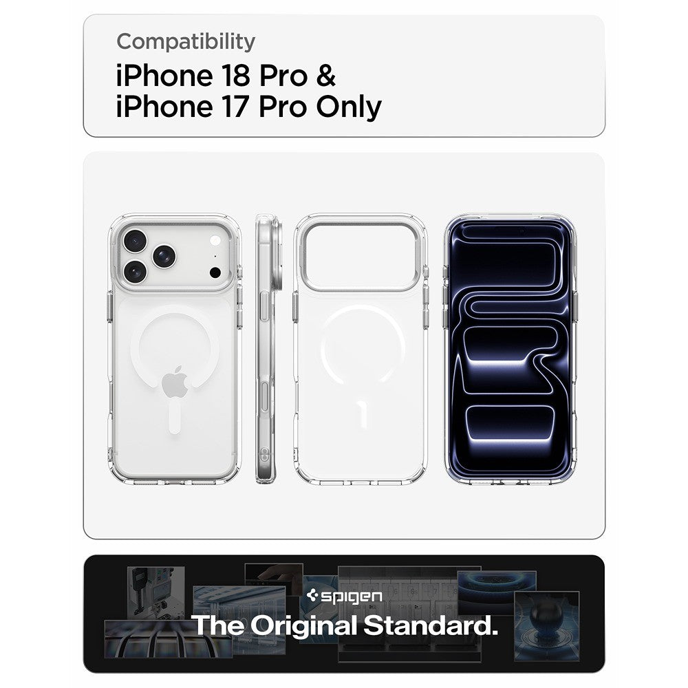 Spigen iPhone 17 Pro/iPhone 18 Pro Skal Ultra Hybrid Optik S MagFit Clear Silver