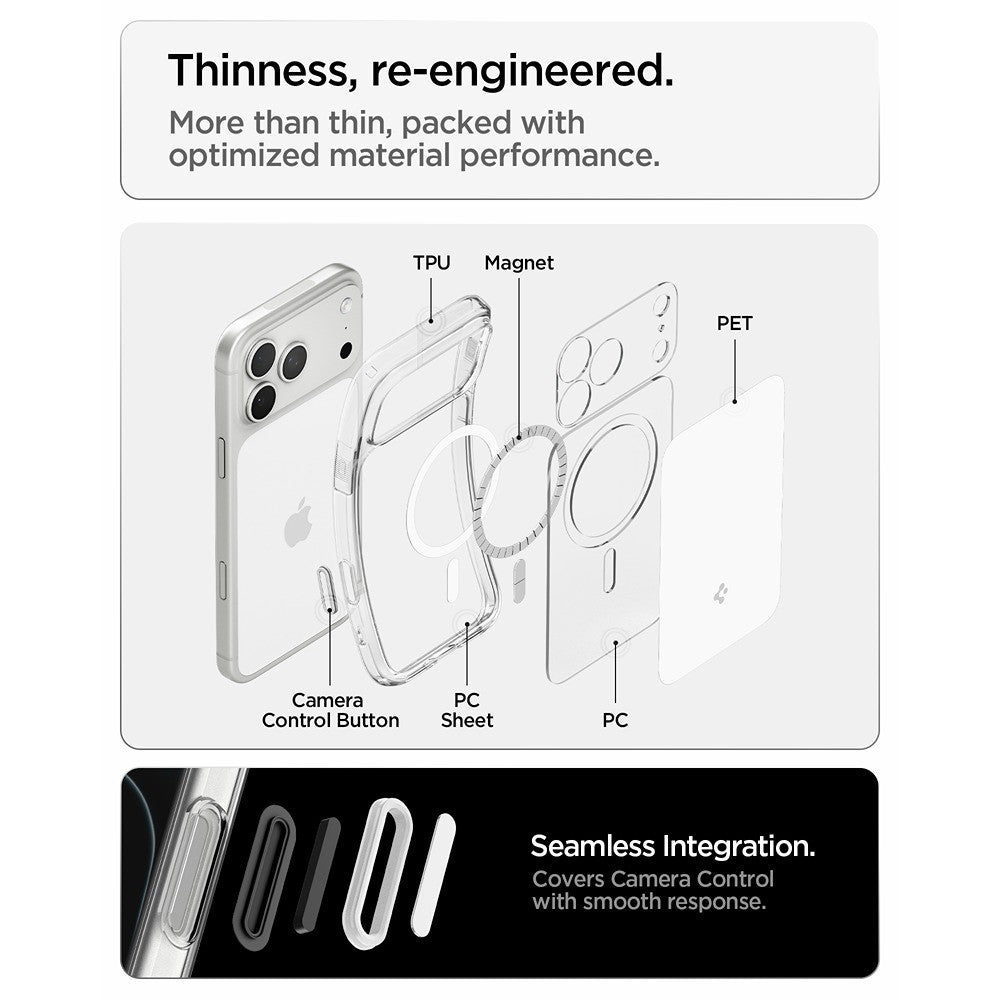 Spigen iPhone 17 Pro/iPhone 18 Pro Skal Ultra Hybrid T MagFit Glossy White