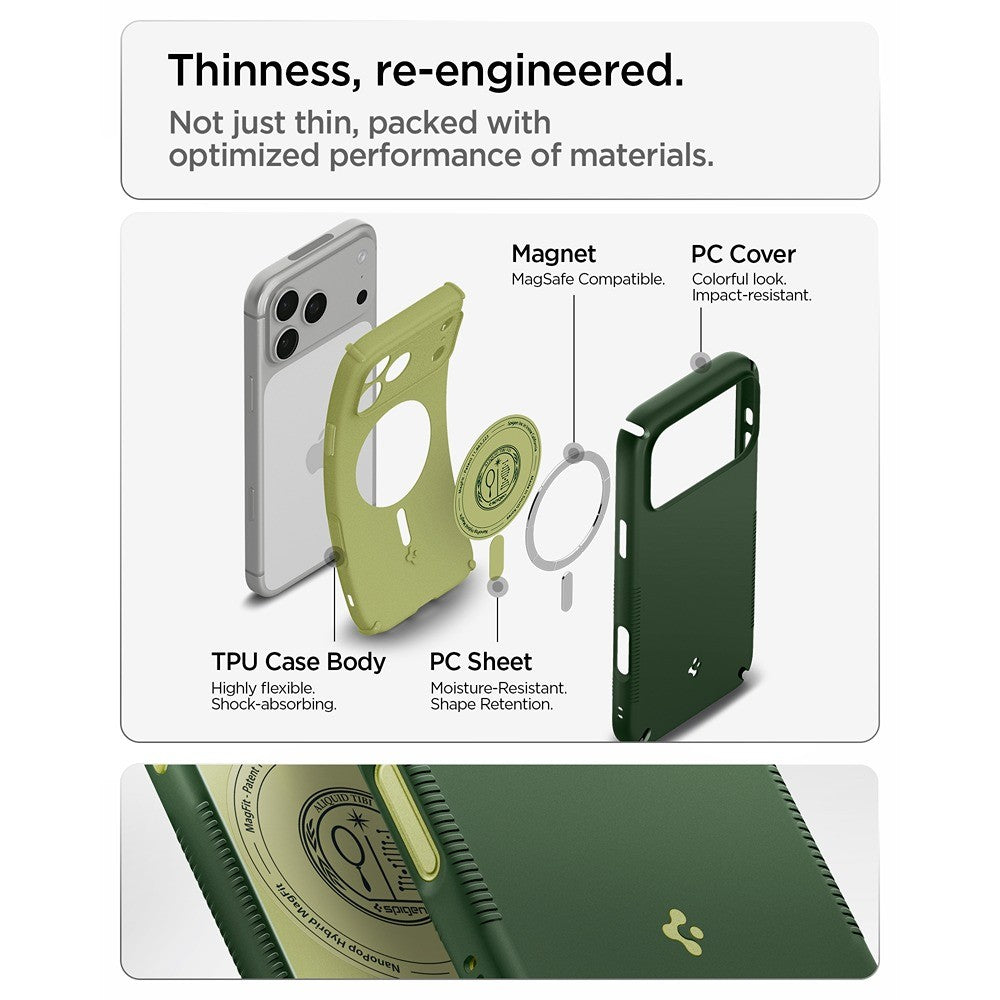 Spigen iPhone 17 Pro Max/iPhone 18 Pro Max Skal Nano Pop Hybrid MagFit Avo Green