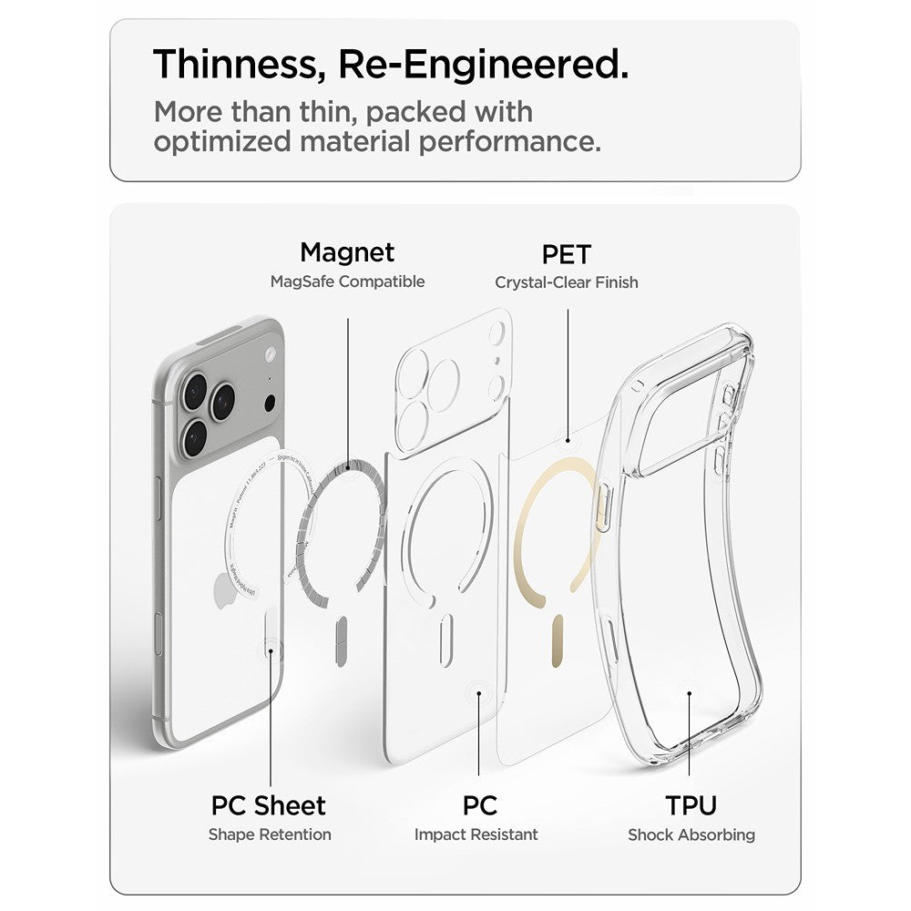 Spigen iPhone 17 Pro Max/iPhone 18 Pro Max Skal Ultra Hybrid MagFit Clear Gold