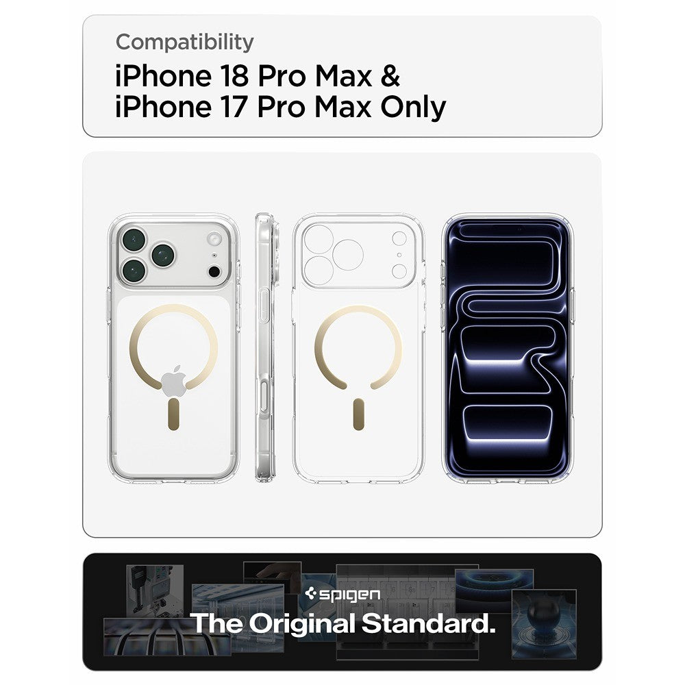 Spigen iPhone 17 Pro Max/iPhone 18 Pro Max Skal Ultra Hybrid MagFit Clear Gold