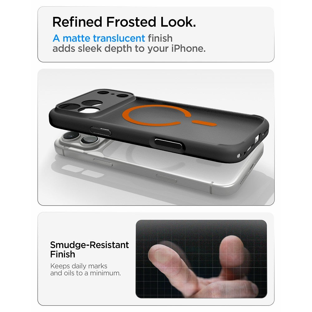 Spigen iPhone 17 Pro Max/iPhone 18 Pro Max Skal Ultra Hybrid MagFit Frost Black Orange