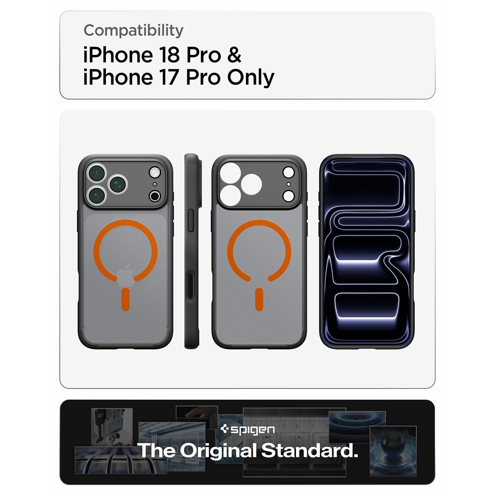 Spigen iPhone 17 Pro Max/iPhone 18 Pro Max Skal Ultra Hybrid MagFit Frost Black Orange