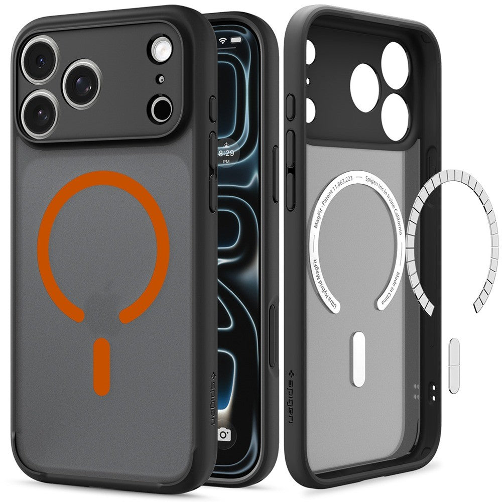 Spigen iPhone 17 Pro Max/iPhone 18 Pro Max Skal Ultra Hybrid MagFit Frost Black Orange